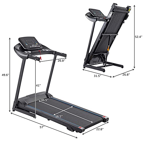 Folding Treadmill for Apartment, Electric Running Machine with Bluetooth and 3 Incline Options I762454