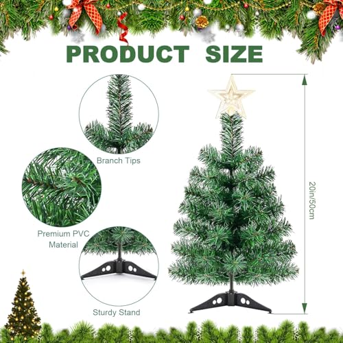 20 Inch Christmas Tabletop Tree with LED Lights and Star Topper G349566