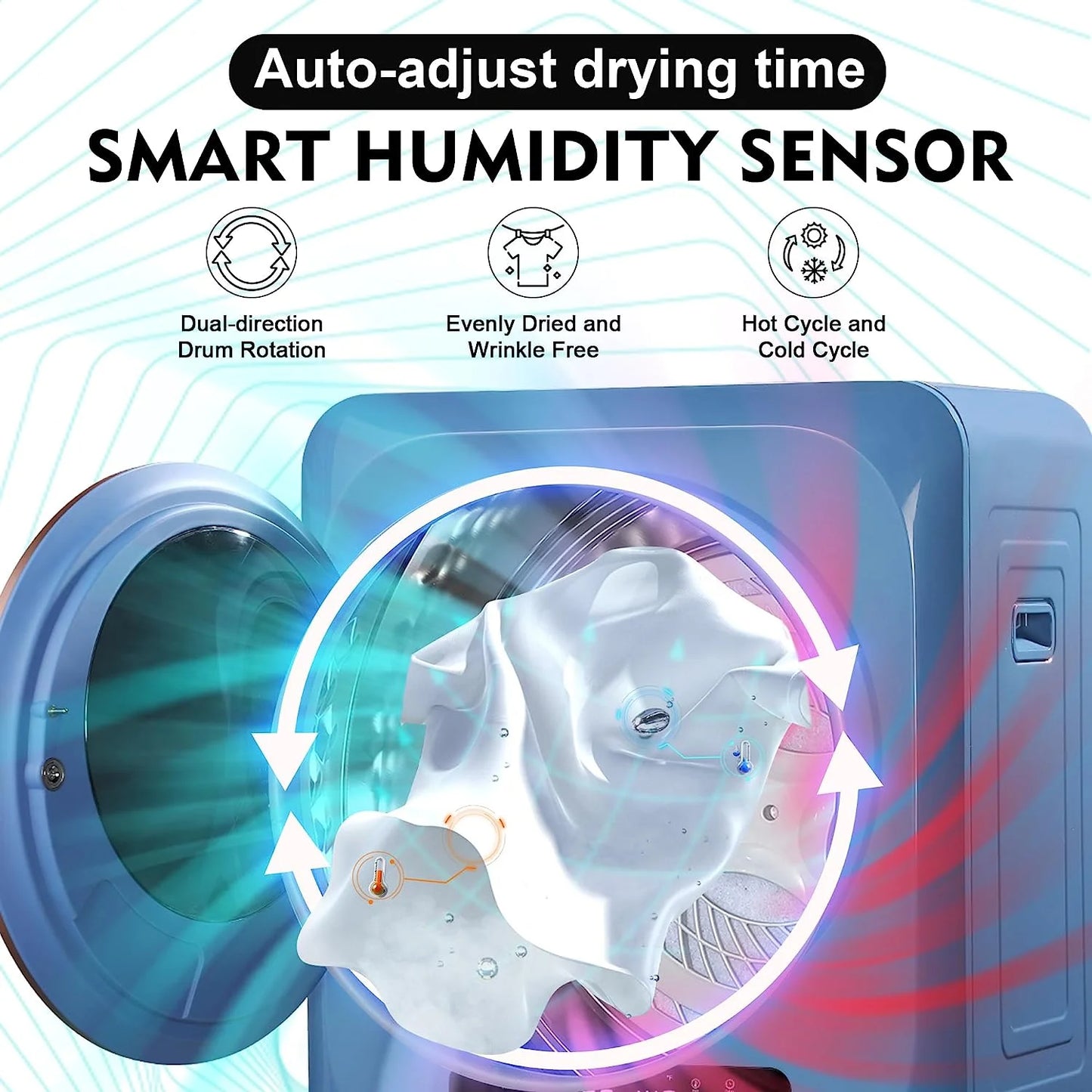 Portable Electric Clothes Dryer 8.8 Lbs with Moisture Sensor V717