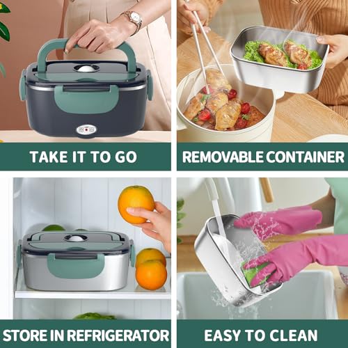Portable Electric Heated Lunch Box 1.5L with Leak-Proof Lid for Car, Truck, Office Z254562