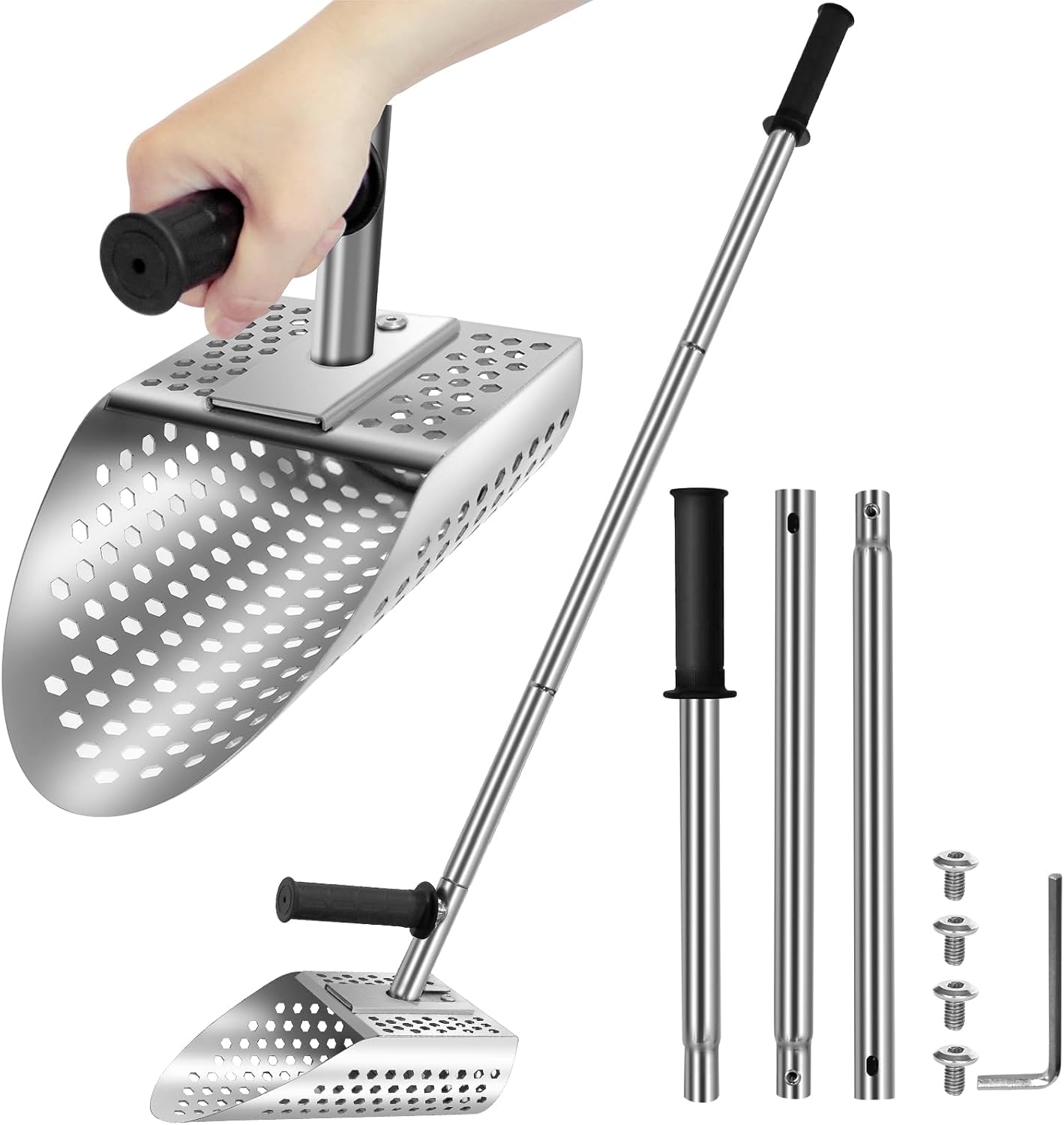 Heavy Duty Stainless Steel Sand Scoop with Long Handle for Metal Detecting J70561