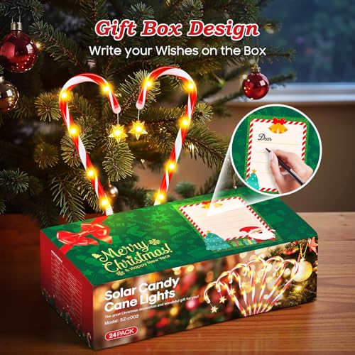 Solar Candy Cane Lights Outdoor Christmas Pathway Lights T5836