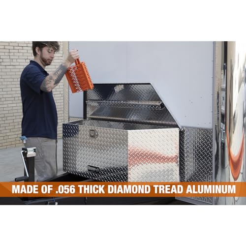 Aluminum Trailer Tongue Box, 18.3 x 16.1 x 33.4 Inch, Silver Diamond Tread Y602