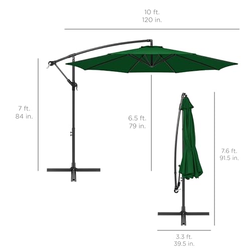 10ft Offset Hanging Patio Umbrella with Easy Tilt Adjustment L709953