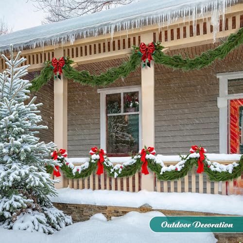9ft Pine Garland with Lights, Artificial Greenery for Mantle Fireplace Holiday Decor E73429