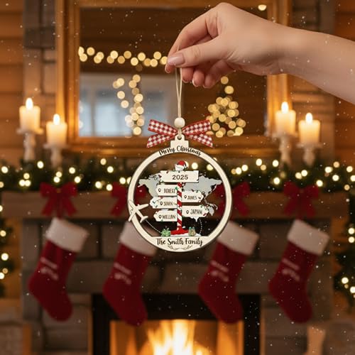 Personalized Christmas Wooden Ornaments with Family Names J389