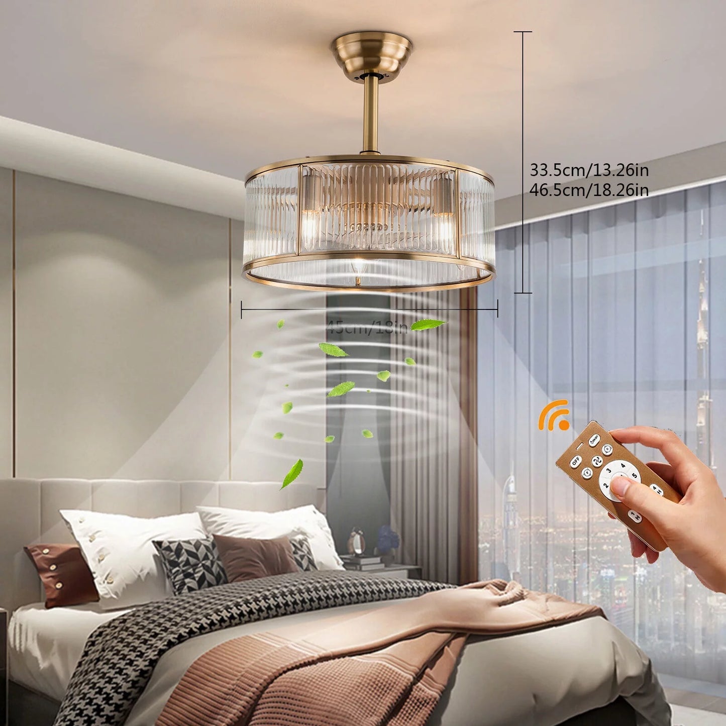 Farmhouse Ceiling Fan Light Gold With Remote Control L2827