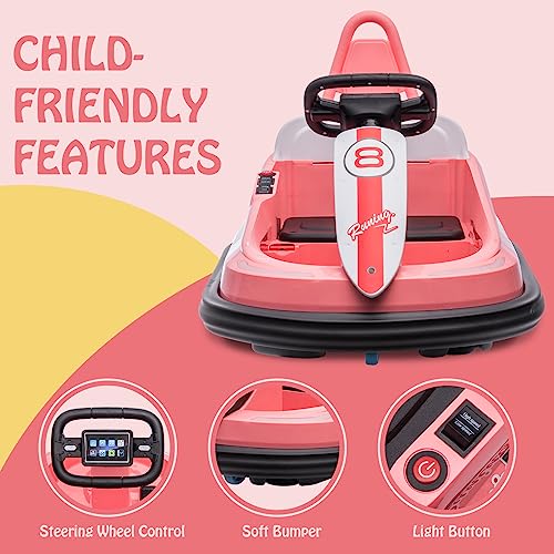 Bumper Car for Toddlers, 6V Electric Ride On Toy, 360 Degree Spin, Light & Music D593