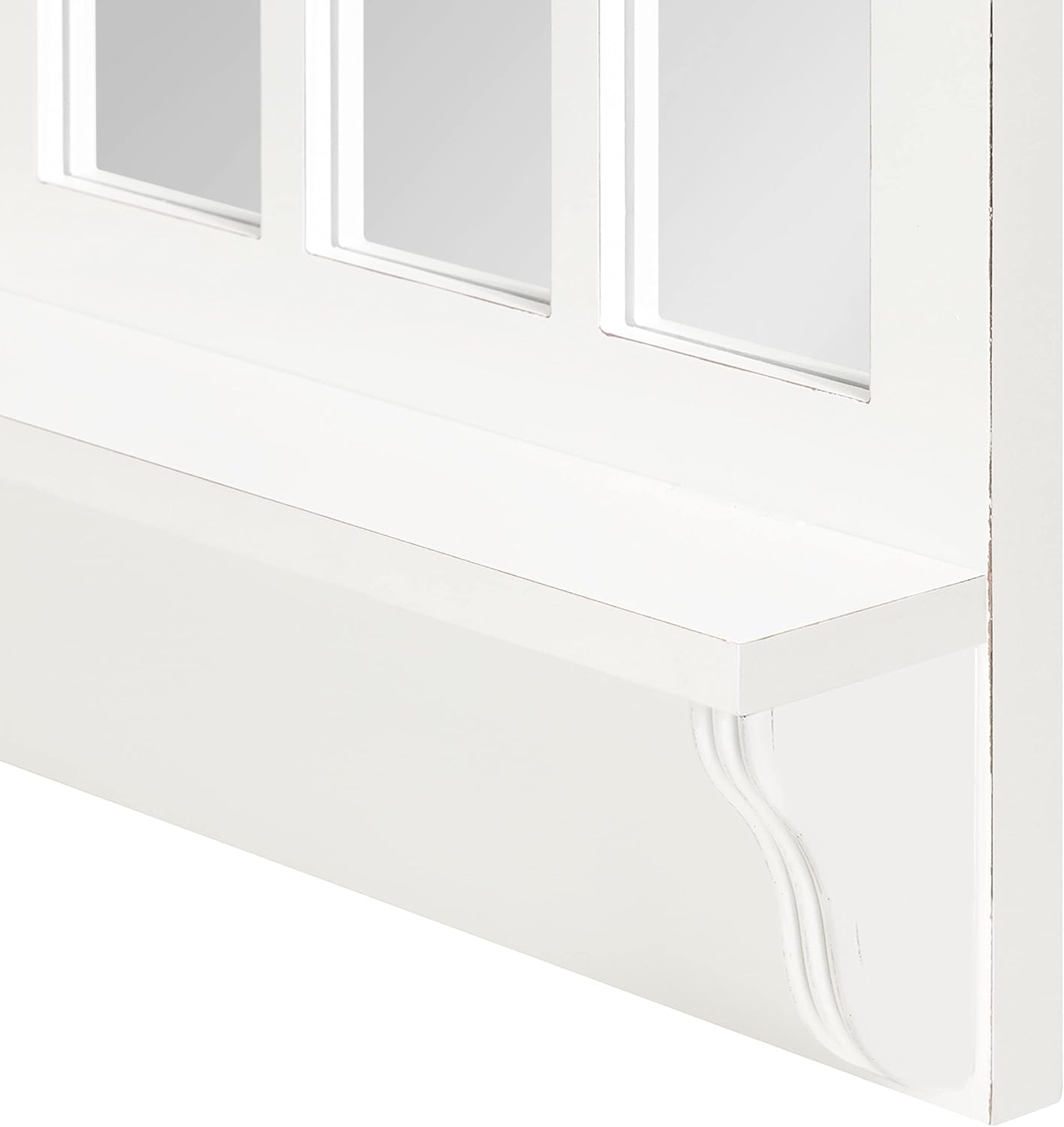 Arched Wall Mirror with Shelf, White, 21 x 36 Z141328