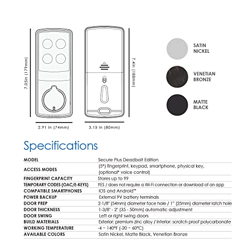 Smart Lock with Bluetooth, Keyless Entry, Touchscreen Keypad, Auto Lock P9060