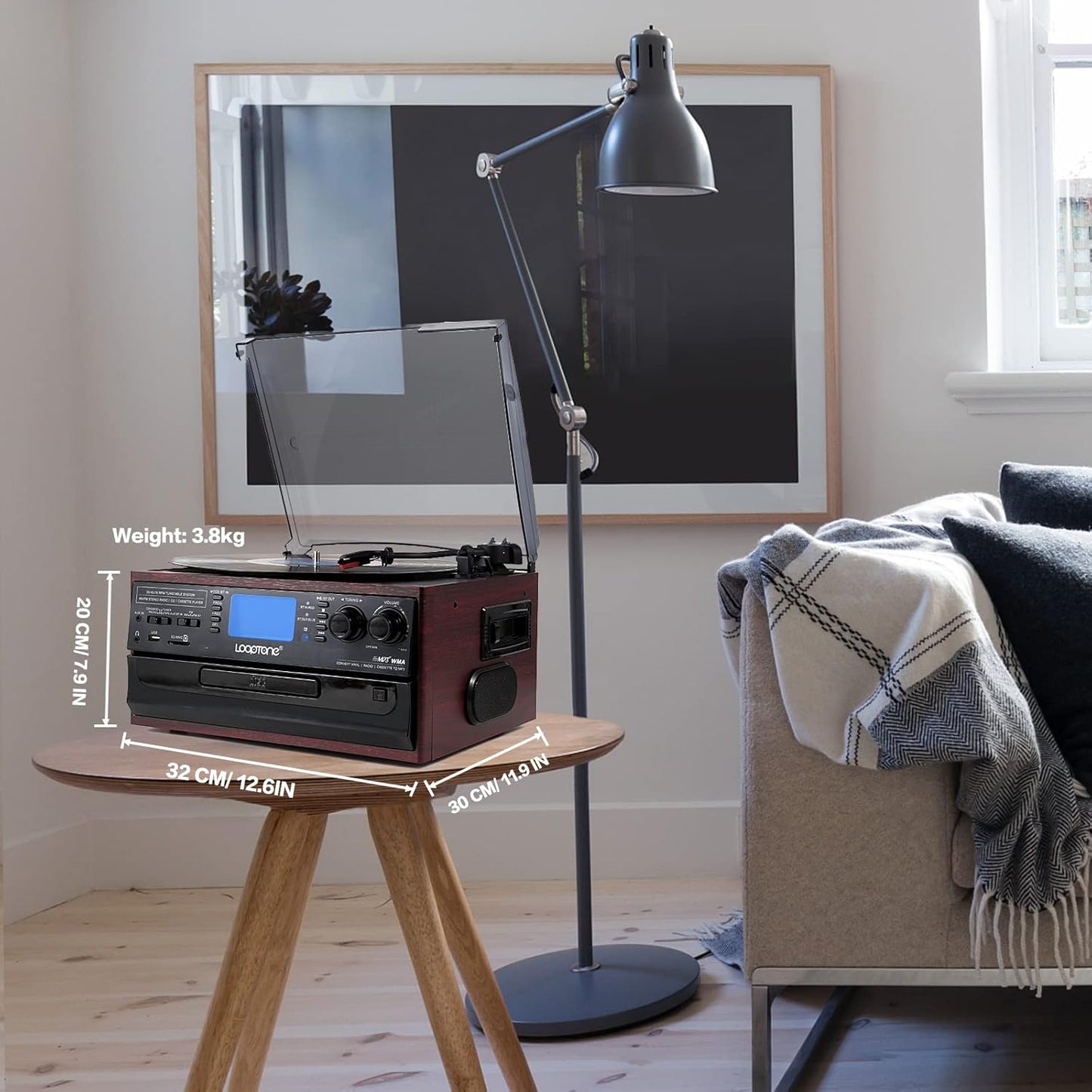 10 in 1 Bluetooth Record Player with CD, Cassette, AM/FM Radio, USB/SD Recorder Q17482