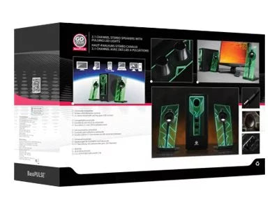 Computer Speakers with Stereo Sound and Green LED Glow I7798