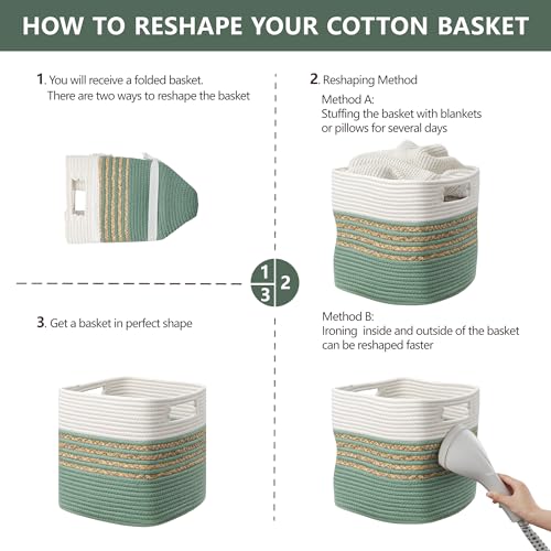 Storage Cubes Set of 4 with Handles, Woven Baskets for Shelves Q26748