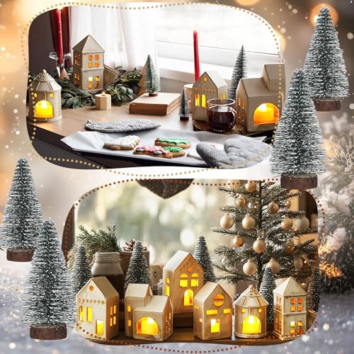 Ceramic Christmas Village Houses with LED Lights for Tabletop Mantle Decor A8359