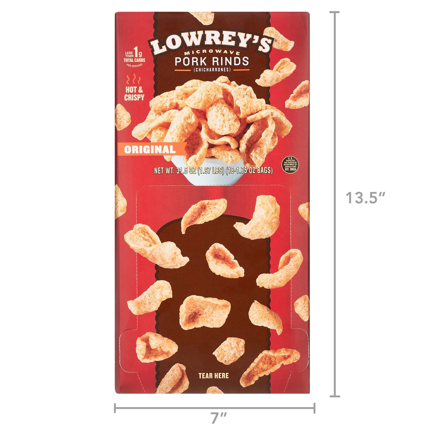 Bacon Curls Microwave Pork Rinds, Original, 1.75 oz (Pack of 18) W7464