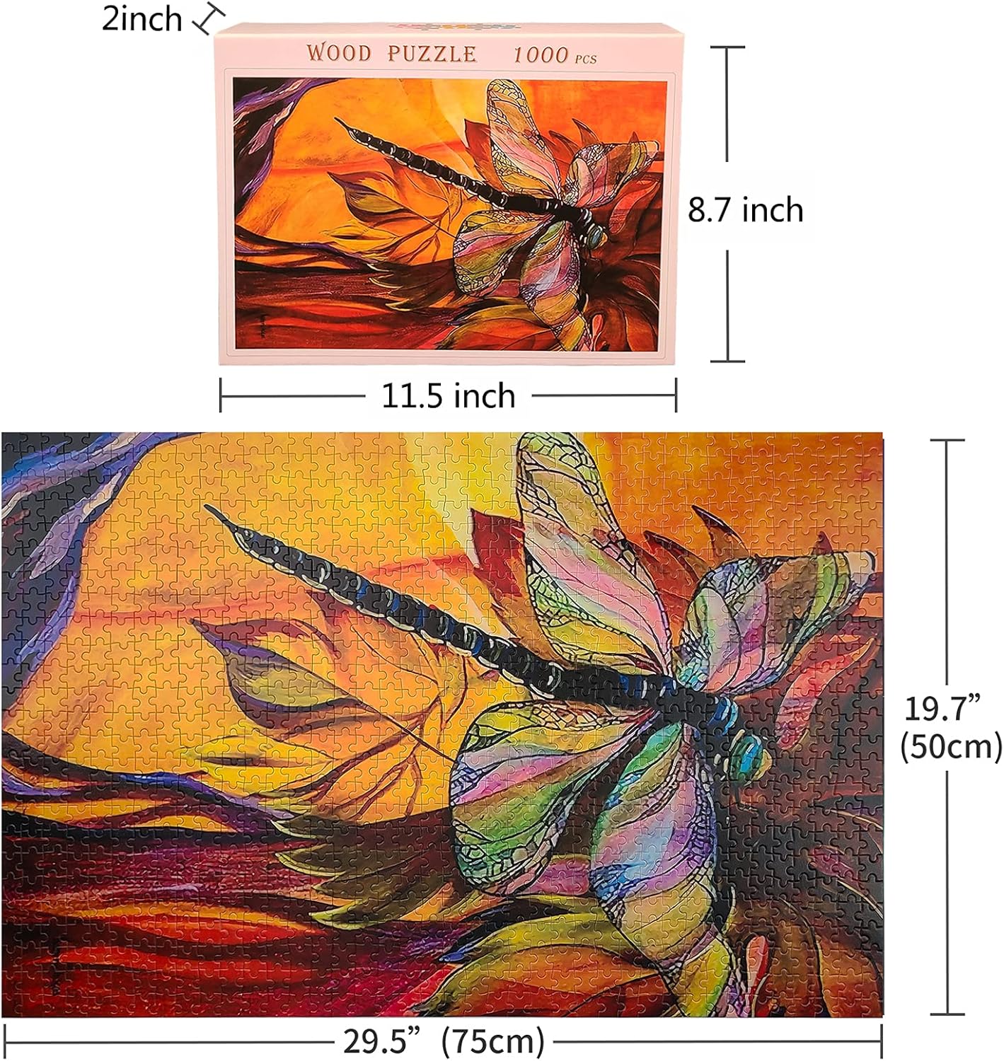 Dragonfly Wooden Jigsaw Puzzle 1000 Pieces for Adults with Poster M798