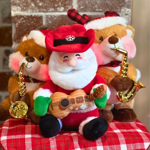Animated Musical Singing Christmas Cowboy Plush Toy, 12 inches X703