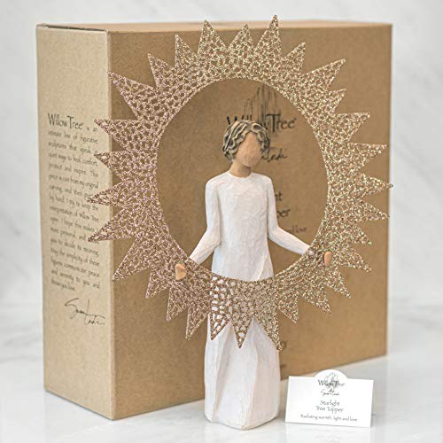 Star Tree Topper with Glitter, Pierced Metal, Hand-Painted Christmas Decor O39981