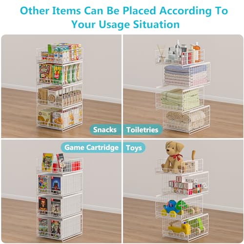 Sliding Closet Organizer with Drawer Storage Shelves, Stackable Bins for Clothes, Black R5998