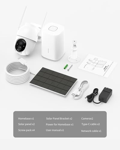 Wireless Outdoor Security Cameras 2 Cam Kit, Solar Powered, 2K Night Vision J80871