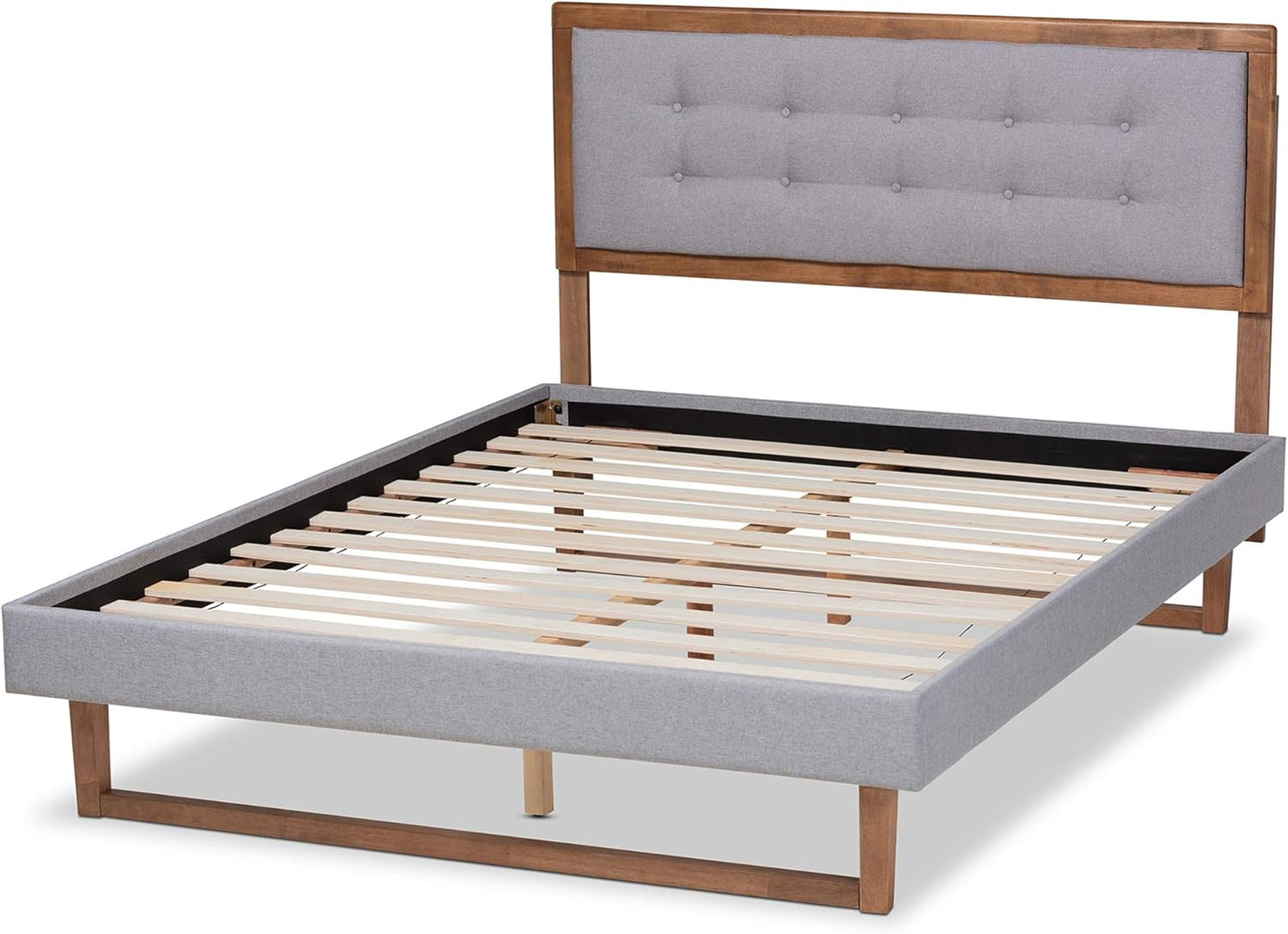 Full Platform Bed, Light Grey/Ash Walnut F85486