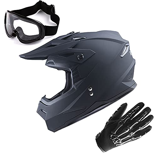 Adult Motocross Helmet Full Face Racing Style Matt Black U258