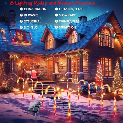 Solar Christmas Candy Cane Lights Outdoor Waterproof L1233