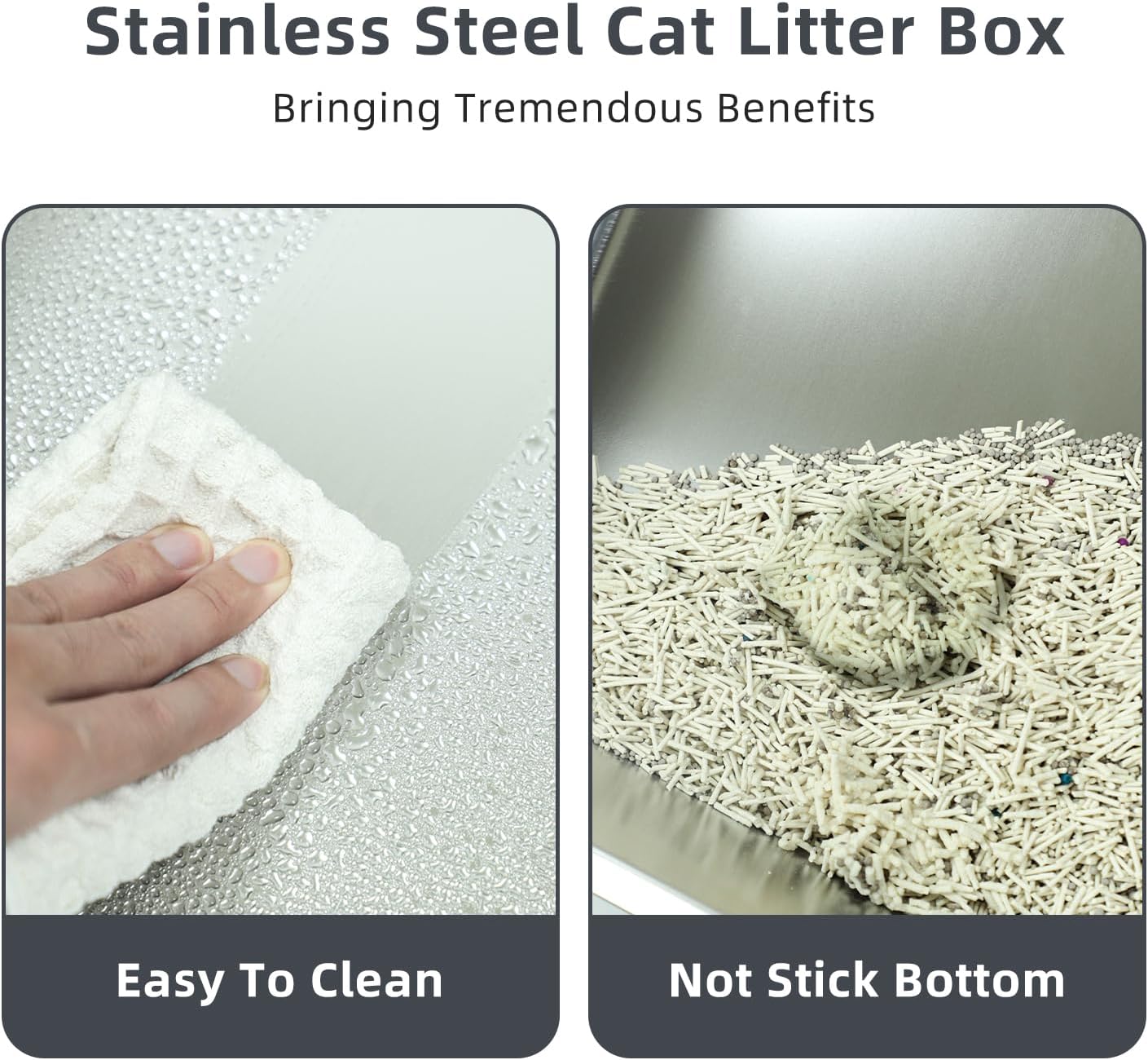 Stainless Steel Cat Litter Box with Lid, Extra Large, Easy to Clean M74654