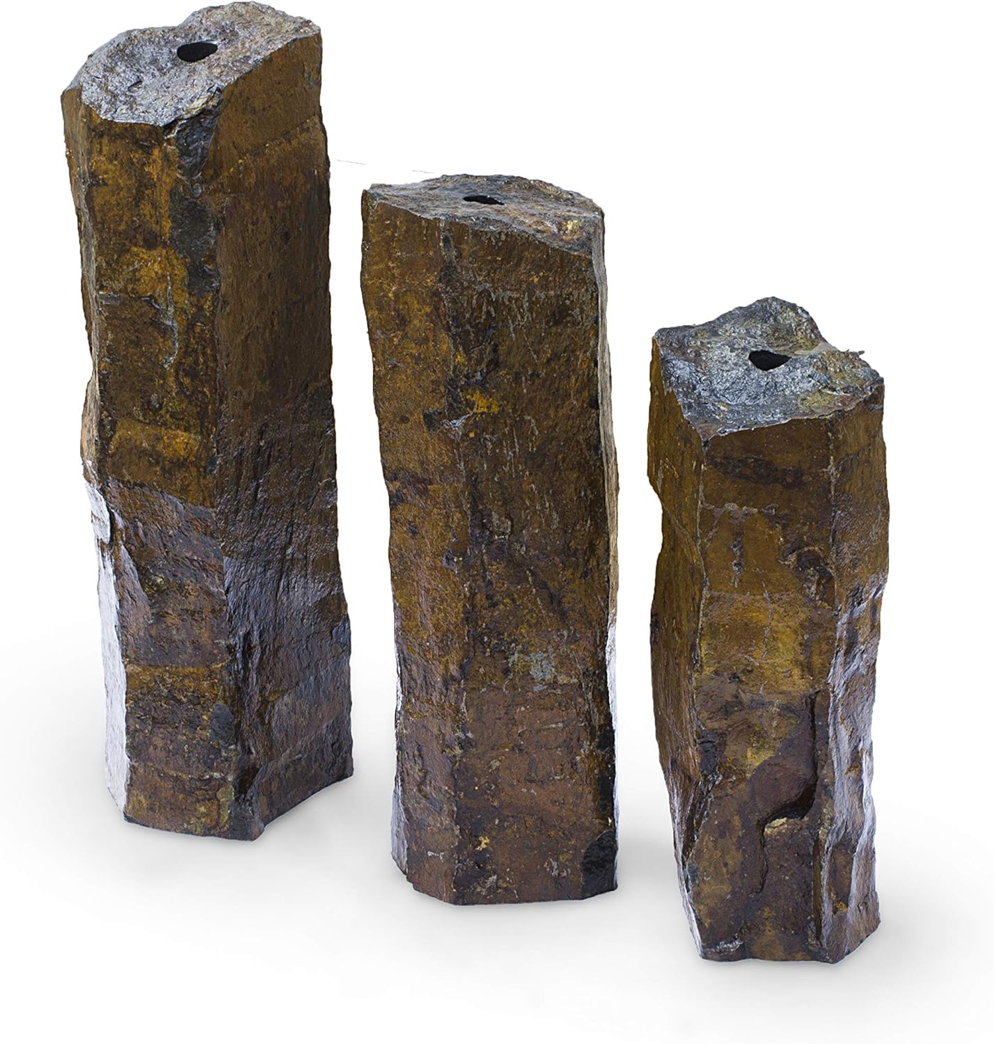 Mongolian Basalt Stone Fountain Columns, Set of 3 Y6366