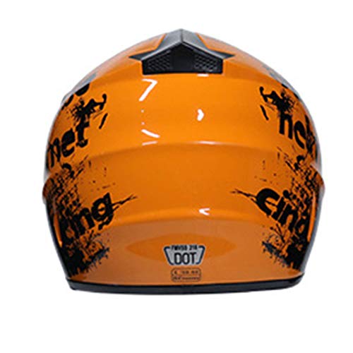 Off-Road Motocross Helmet DOT Certified (Orange, Large) N474