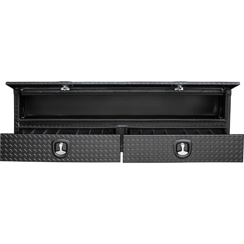 Aluminum Heavy-Duty Truck Tool Box with Lower Door, Diamond Tread, 21 x 18 x 72 Inch G7285
