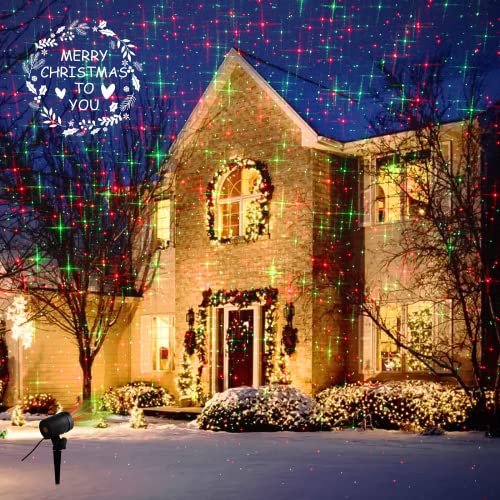 Christmas Projector Lights Outdoor Red Green Starry Waterproof Plug in T272869
