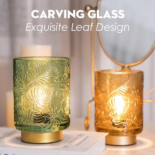 Battery Operated Glass Table Lamp with LED Bulb for Bedroom Decor B7279