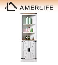 Corner Cabinet with Barn Door Design, Adjustable Shelves K112