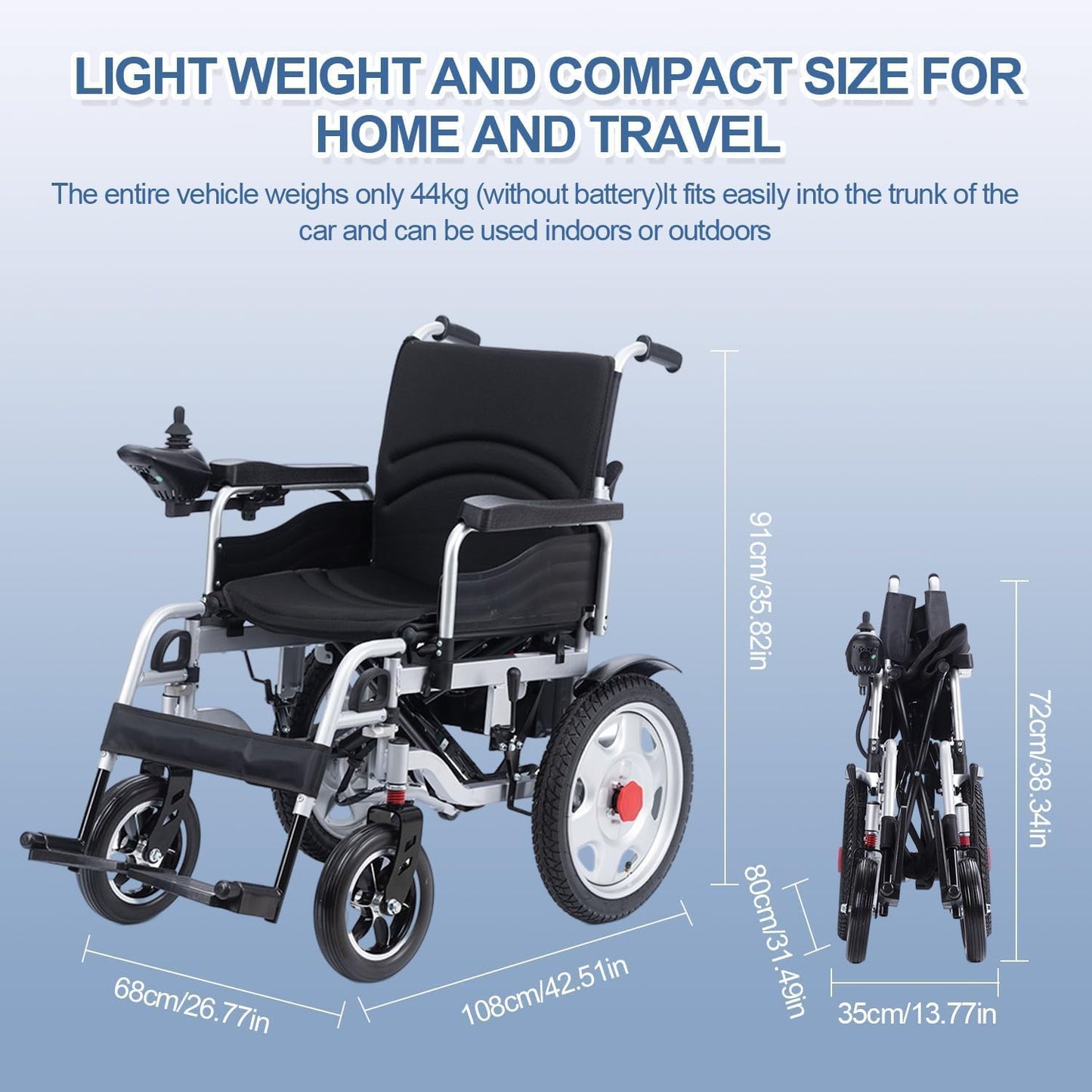 Foldable Electric Wheelchair for Adults, Heavy Duty Portable I87848