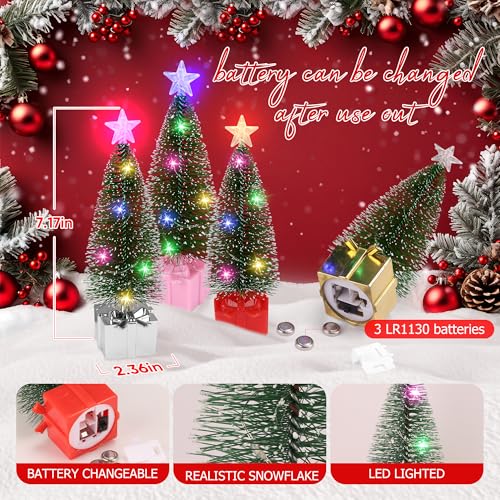 Mini Christmas Tree with Lights, 4 Pack Tabletop LED Decor C27546