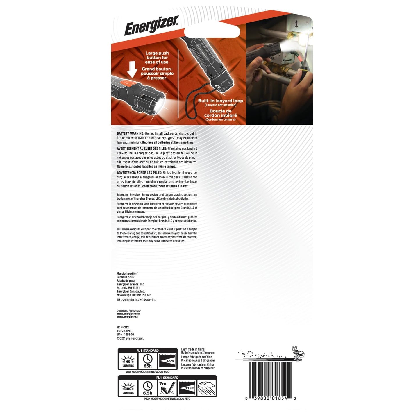 LED Flashlight, IPX4 Water Resistant, Batteries Included R567