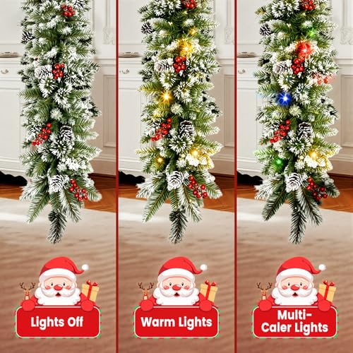 9ft Pre-Lit Christmas Garland with Pine Cones, Berries & Multicolor LED Lights B607