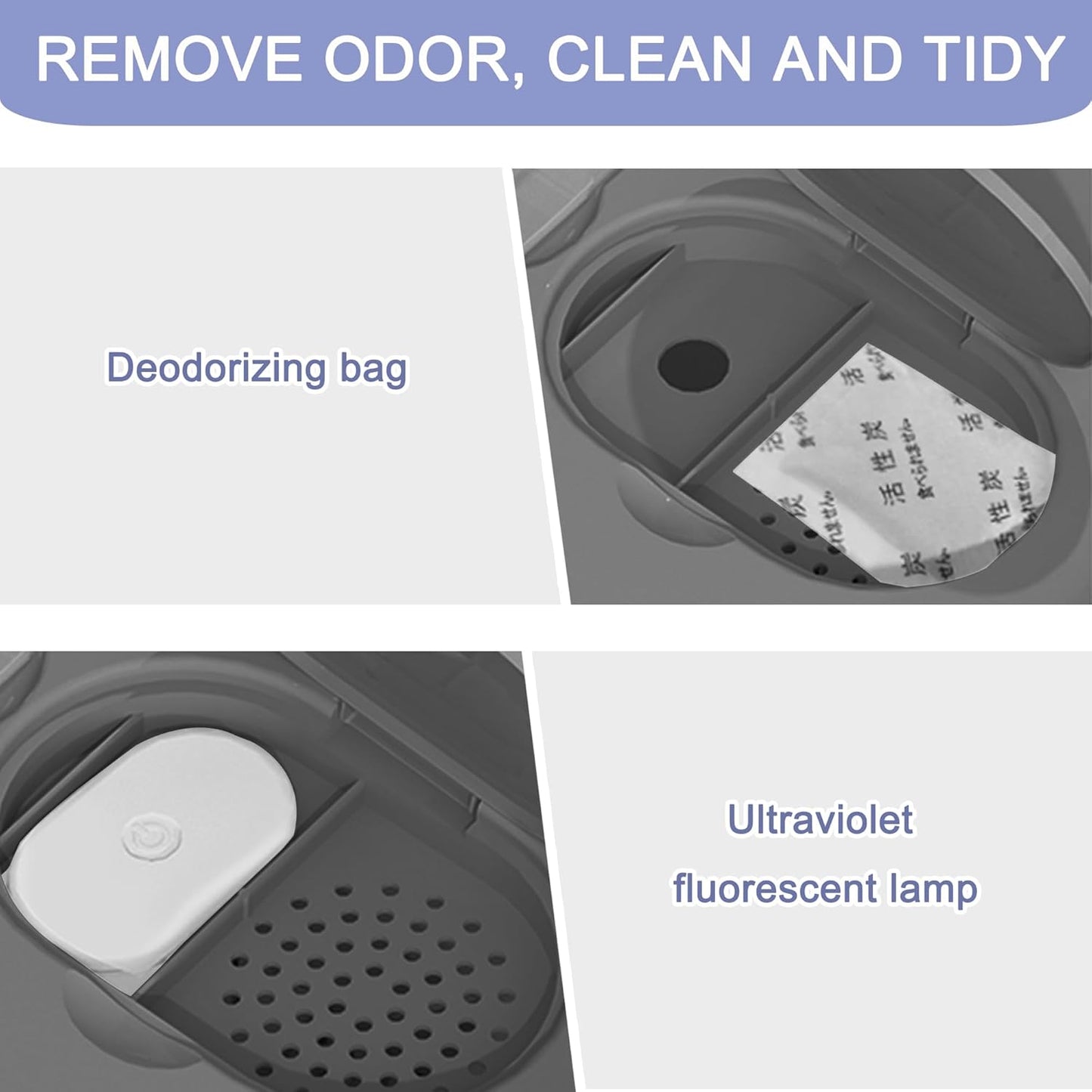 Foldable Cat Litter Box with UV and Litter Scoop G965134