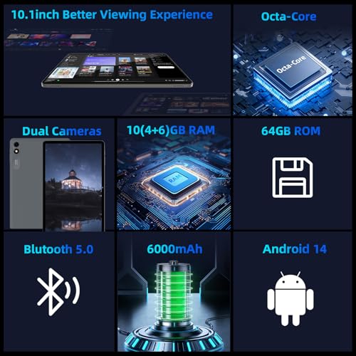 10 inch Android Tablet, Octa Core, 10GB RAM, 1280x800 HD IPS Display M972876
