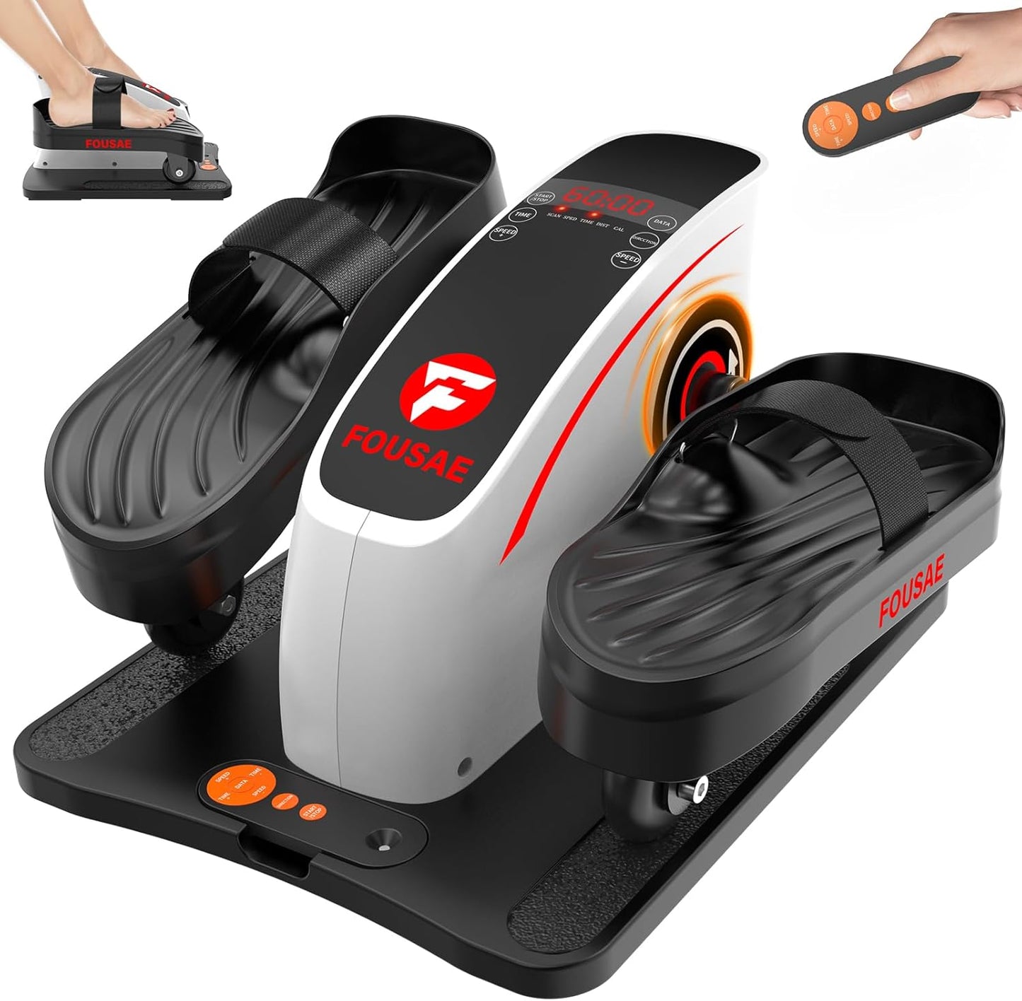 Under Desk Elliptical Machine, Ellipse Leg Exerciser with 15 Adjustable Speeds, Quiet & Compact Electric Pedal Exerciser for Seniors, Leg Exerciser While Sitting with Display Monitor & Remote Control