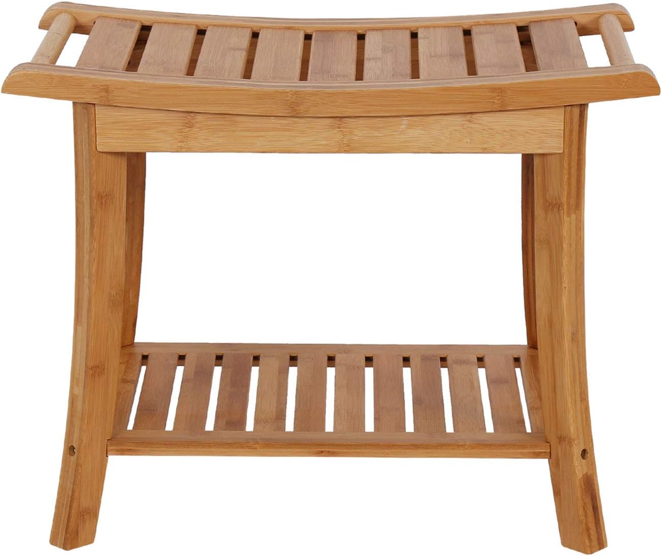 Bamboo Shower Stool with Handles and Storage Shelf X28847