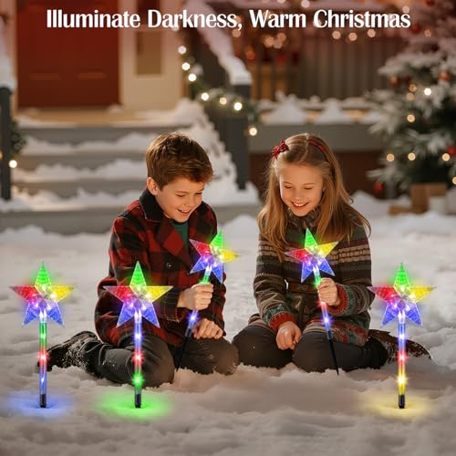 Solar Walkway Lights Outdoor, 8 Pack Candy Cane Christmas Decorations P5544