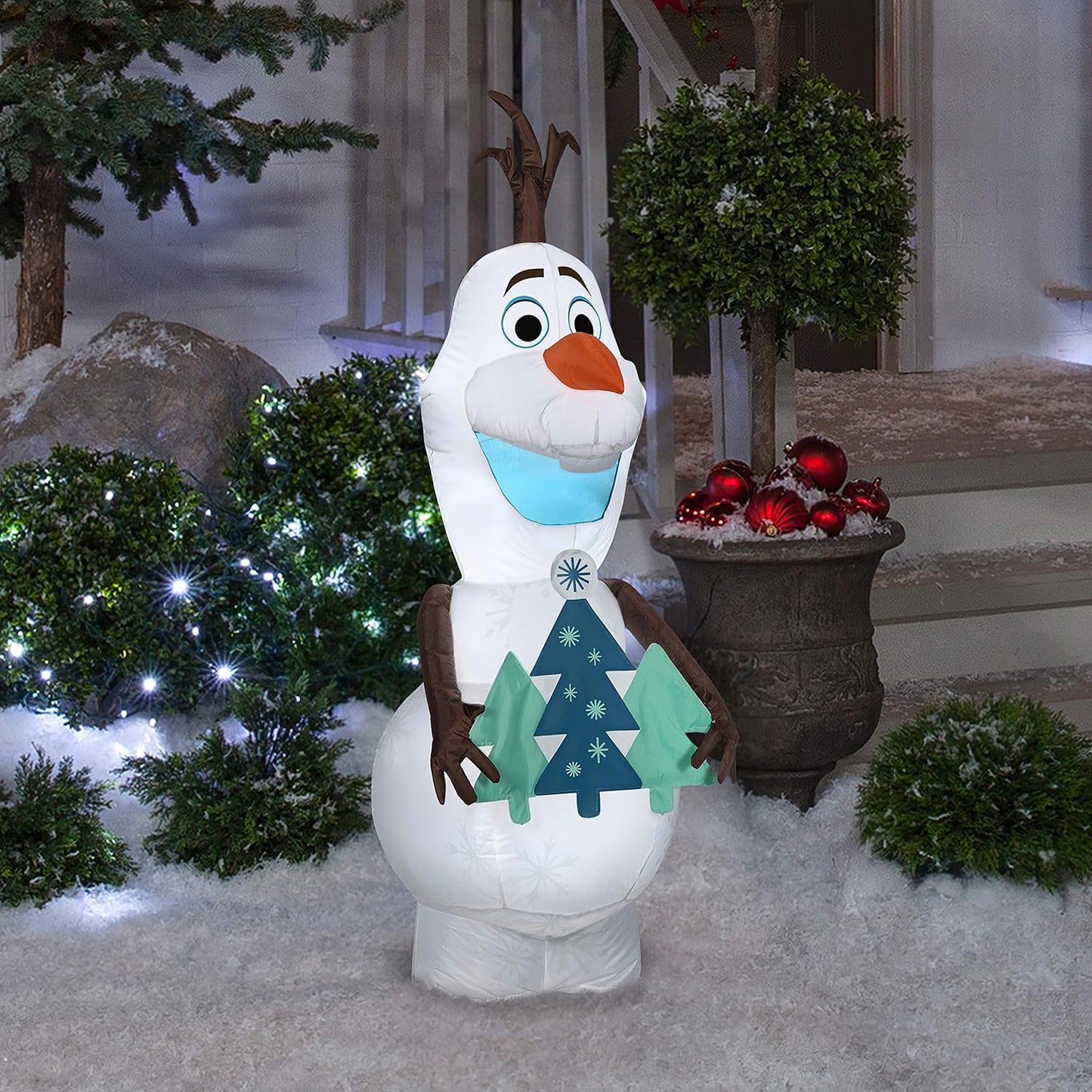4ft Airblown Inflatable Olaf Holding Christmas Tree C41002