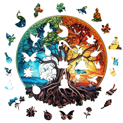 Wooden Jigsaw Puzzle for Adults, Unique Shape Tree Design, 190 Pieces L815
