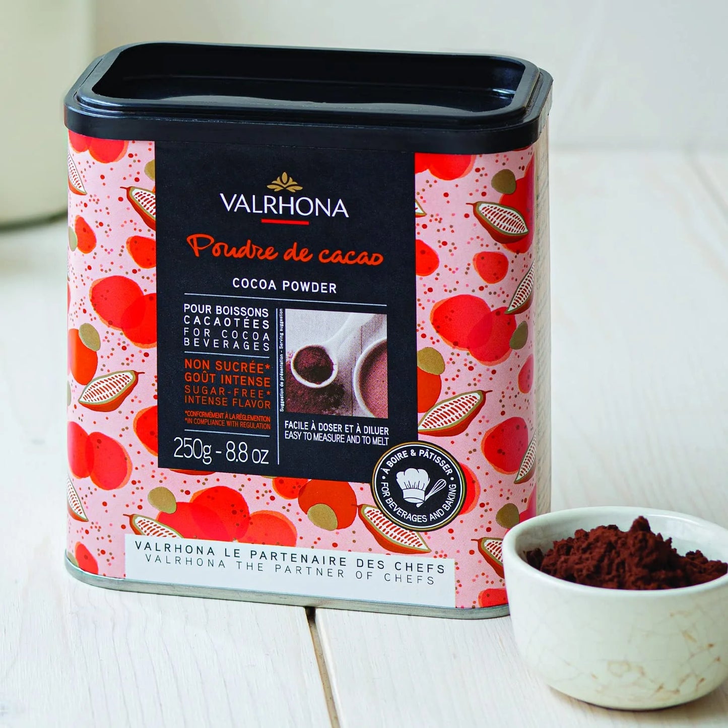 Dutch Processed French Cocoa Powder, Pure Dark Intense Flavor, 250g V6912