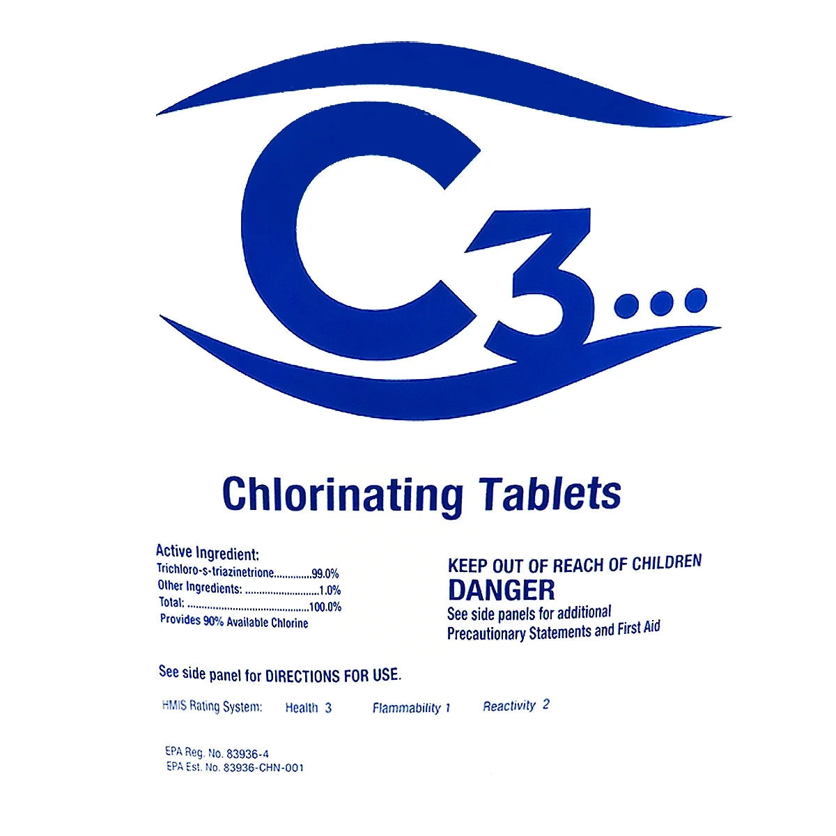 3" Stabilized Chlorinating Tablets for Swimming Pool and Hot Tubs, 25 lbs Y91679