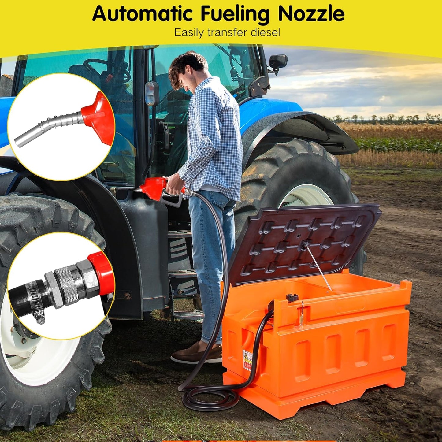 48 Gallon Diesel Fuel Transfer Tank with 12V Pump and 13FT Hose Q1820