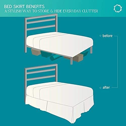 Ruffled Bed Skirt, Twin, Ivory, 12 Inch Drop, 100% Cotton G96882