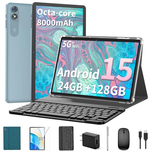 Android 15 Tablet with Keyboard, 10.1 Inch, 2-in-1, 24GB+128GB A6724